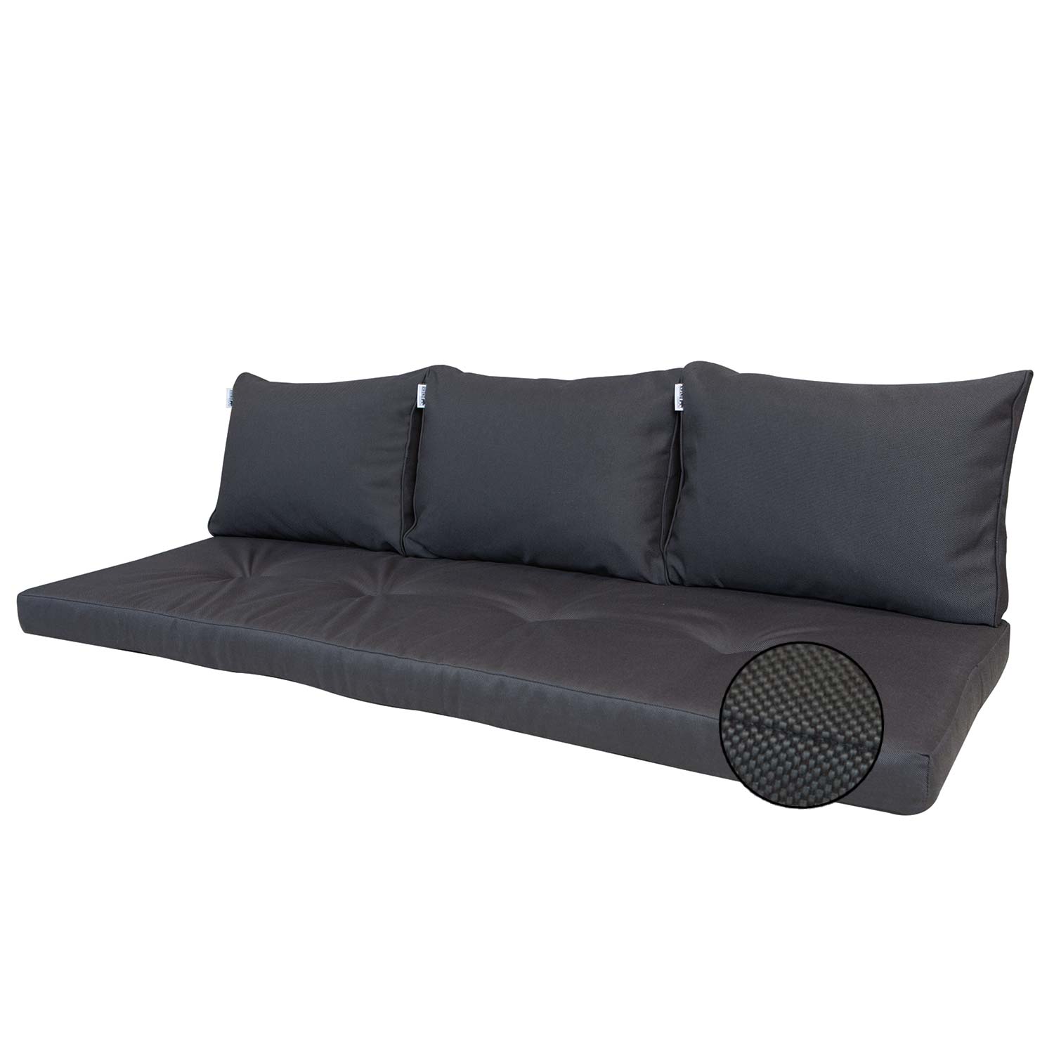 Loungekussen bank zit en rug 180cm (180x60cm) - Ribera dark grey (waterafstotend)