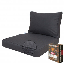 Loungekussenset carré 60x60cm met rug 60x40cm - Ribera dark grey (waterafstotend) met heat system