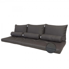 Loungekussen bank zit/rug/3rollen 180x60cm - Ribera dark grey (waterafstotend)