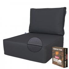 Warmtekussen lounge carré 60x60x20cm met rug 60x40cm - Ribera dark grey (waterafstotend)