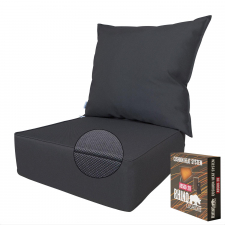 Loungekussenset carré 60x60x20cm met rug 60x60cm - Ribera dark grey (waterafstotend) met heat system