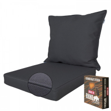 Loungekussenset carré 60x60cm met rug 60x60cm - Ribera dark grey (waterafstotend) met heat system